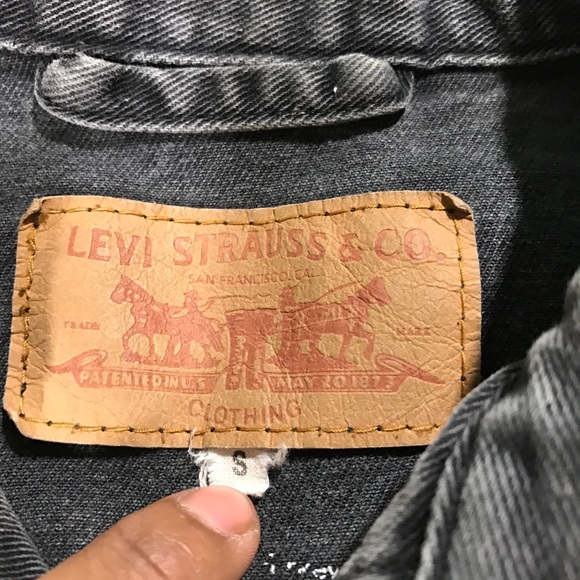 Levi's grey denim motorcycle fitted jacket - Picture 5 of 8